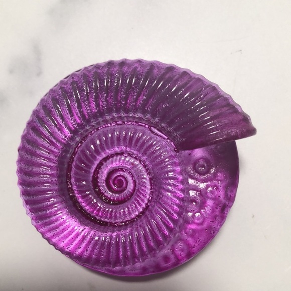 Artisan Hand Crafted Purple Art Glass Paperweight Seashell Signed Numbered - Picture 5 of 11
